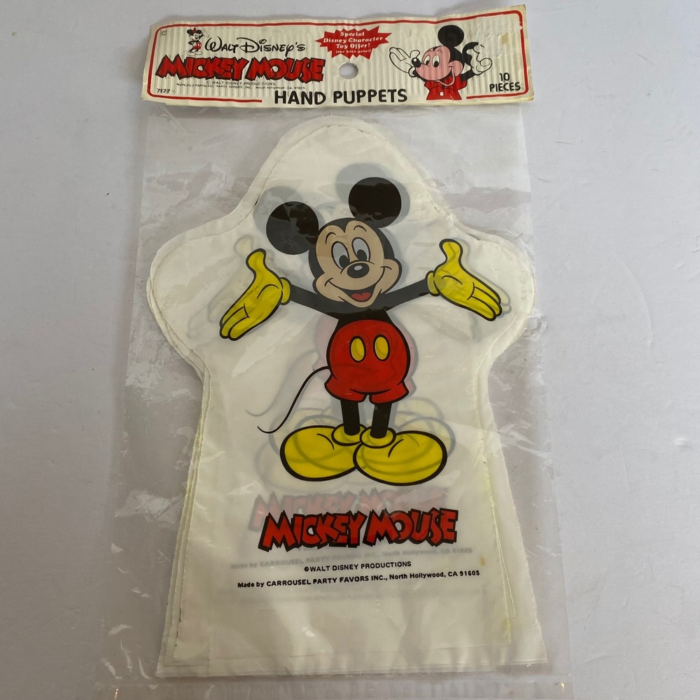 Disney Mickey Mouse Hand Puppets Kids NEW Vintage 10 Piece Set